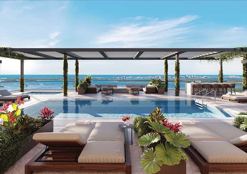the rooftop of The Island at West Bay Pool